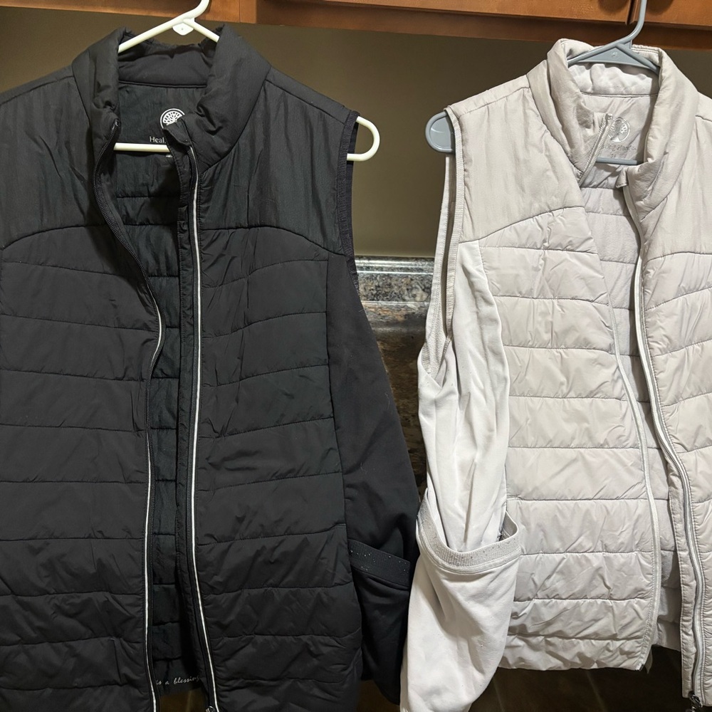 Healing Hands Black and Cream Quilted Vests